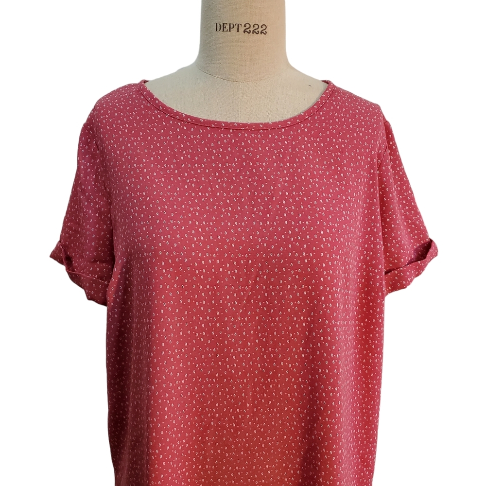 Lauren Conrad LC Women's Desert Rose Pink Abstract Print‎ Blouse Size XL